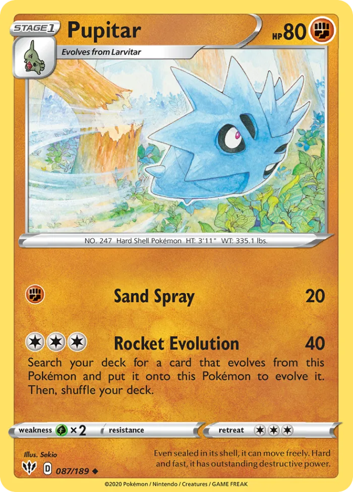 Pupitar #87 Darkness Ablaze Pokemon card