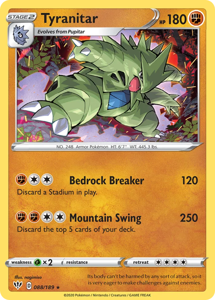 Tyranitar #88 Darkness Ablaze Pokemon card