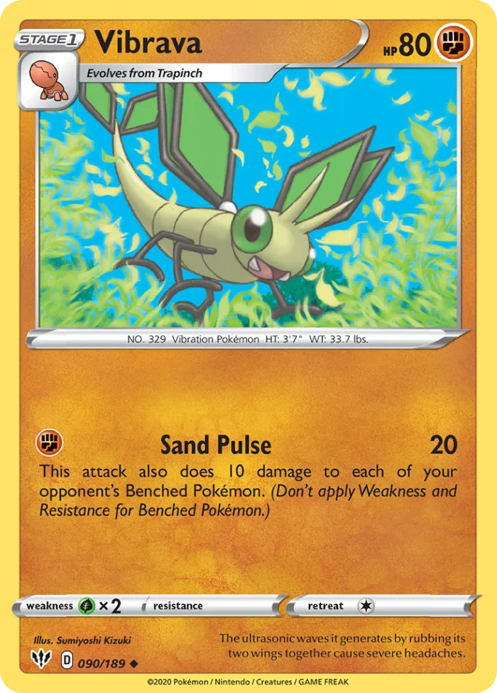 Vibrava #90 Darkness Ablaze Pokemon card