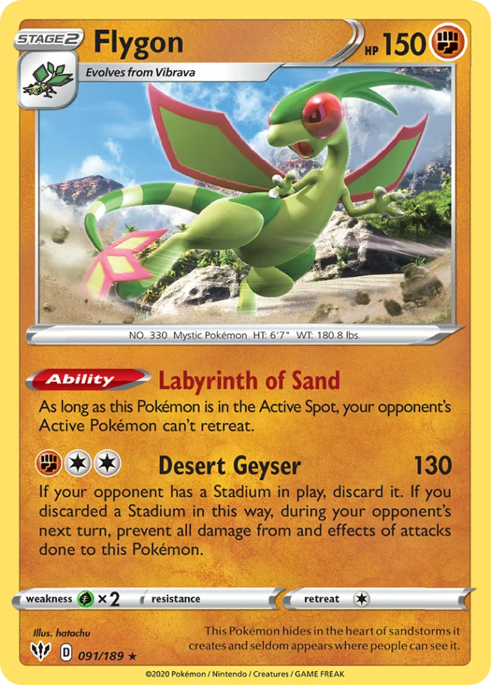 Flygon #91 Darkness Ablaze Pokemon card