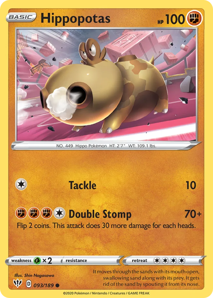 Hippopotas #93 Darkness Ablaze Pokemon card