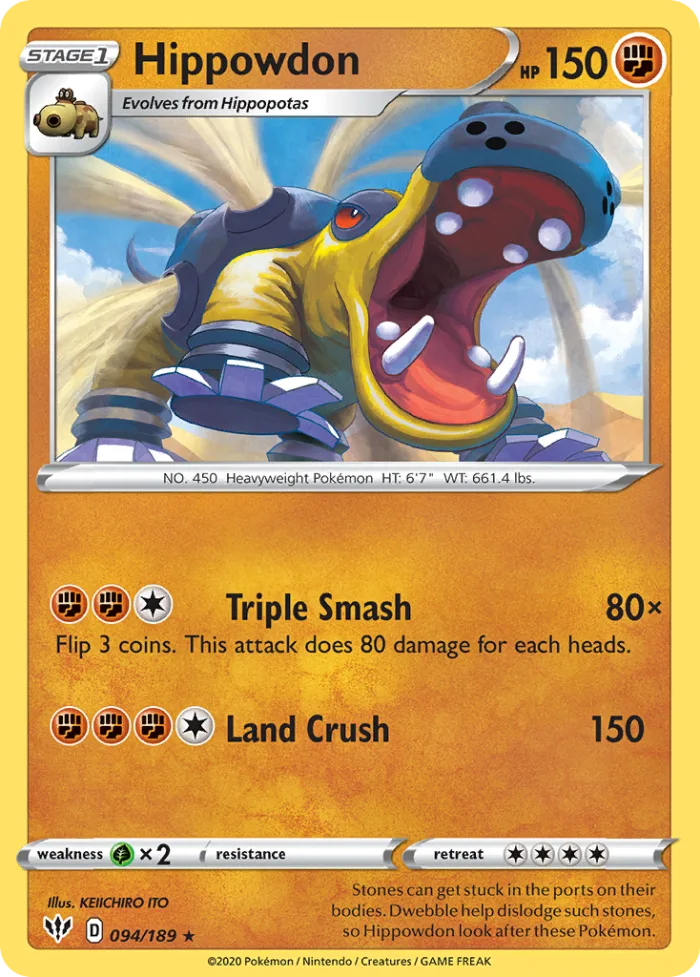 Hippowdon #94 Darkness Ablaze Pokemon card