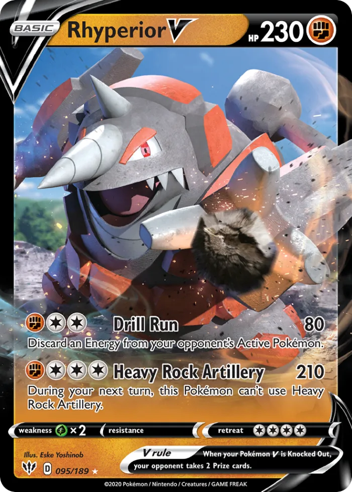Rhyperior V #95 Darkness Ablaze Pokemon card