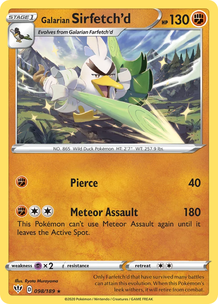Galarian Sirfetch'd #98 Darkness Ablaze Pokemon card