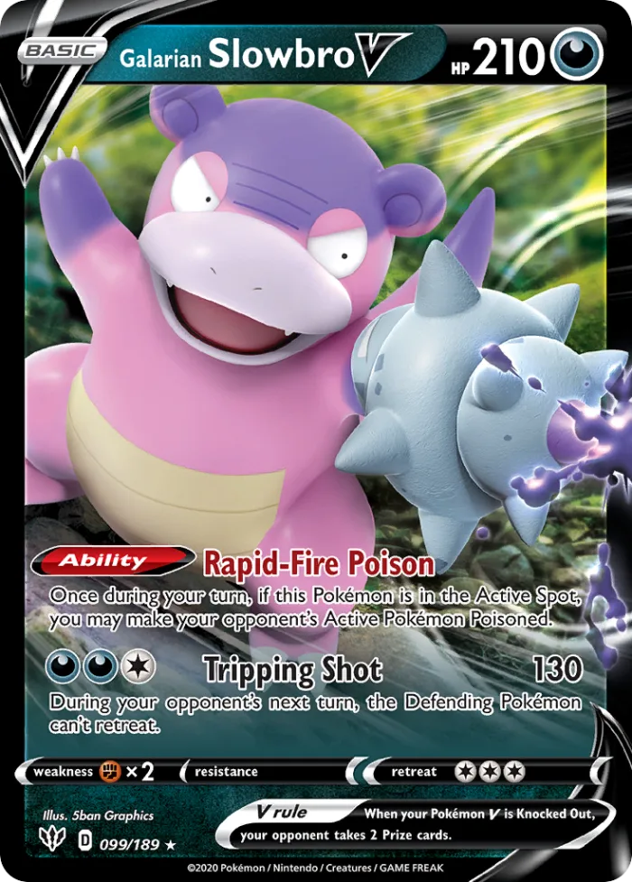 Galarian Slowbro V #99 Darkness Ablaze Pokemon card