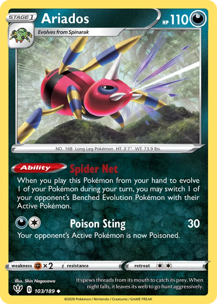 Ariados #103 Darkness Ablaze Pokemon card