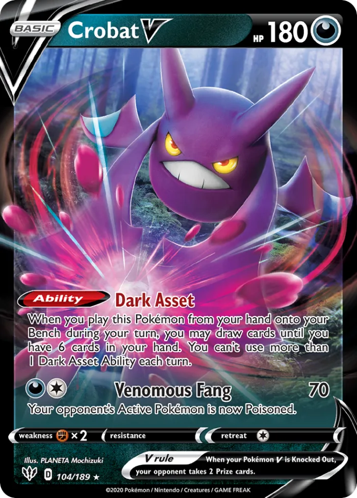 Crobat V #104 Darkness Ablaze Pokemon card