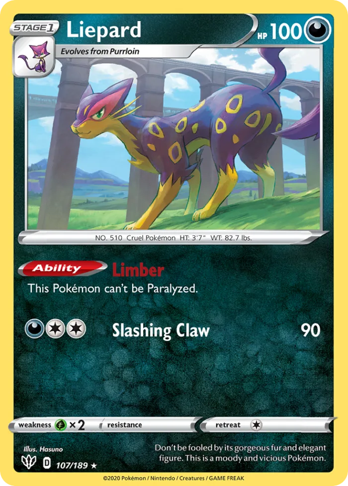 Liepard #107 Darkness Ablaze Pokemon card