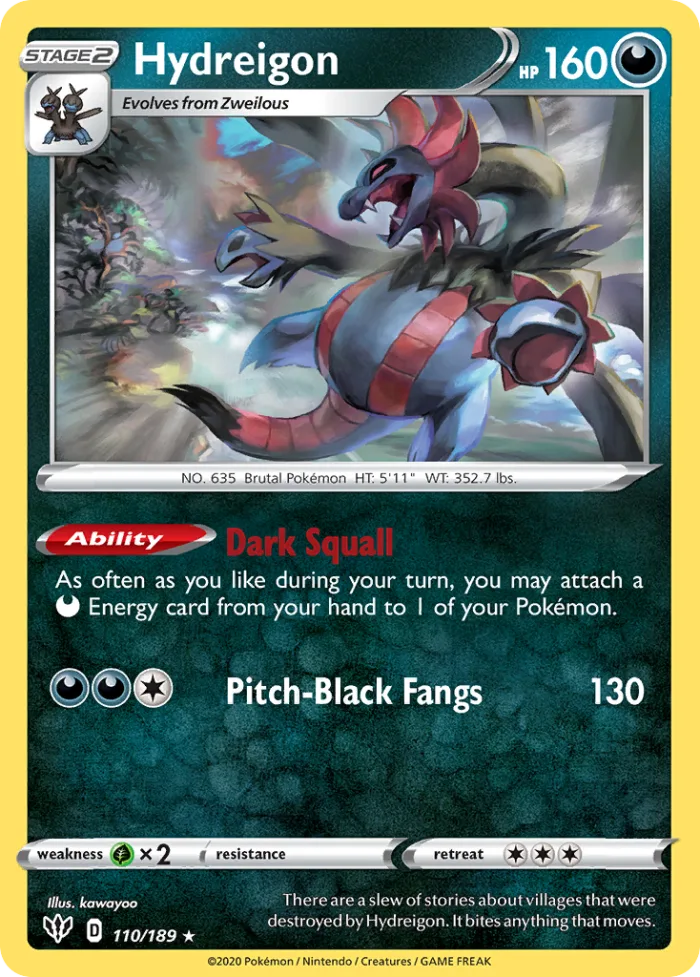 Hydreigon #110 Darkness Ablaze Pokemon card