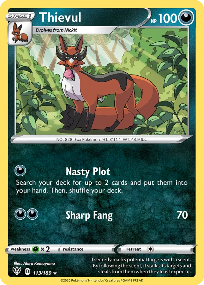 Thievul #113 Darkness Ablaze Pokemon card