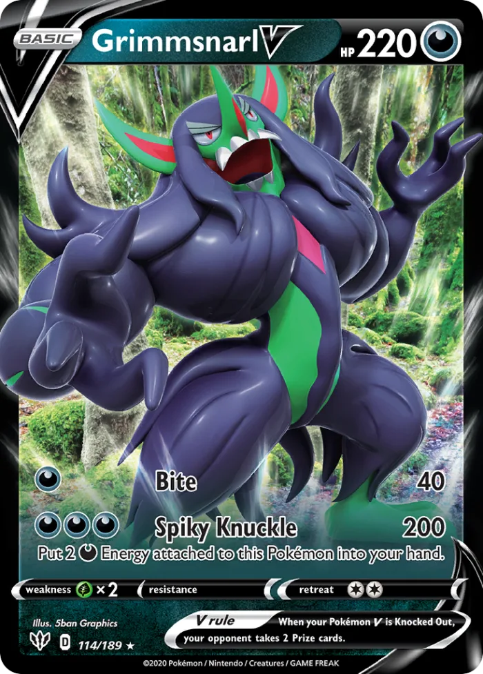 Grimmsnarl V #114 Darkness Ablaze Pokemon card