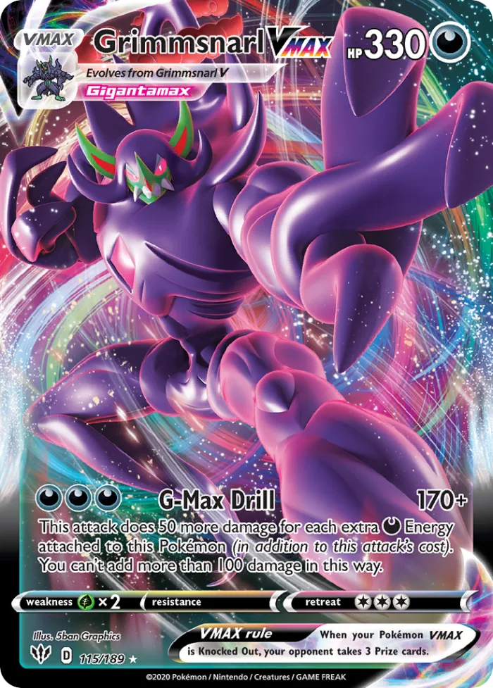 Grimmsnarl VMAX #115 Darkness Ablaze Pokemon card