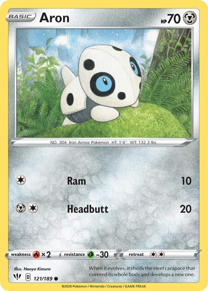 Aron #121 Darkness Ablaze Pokemon card
