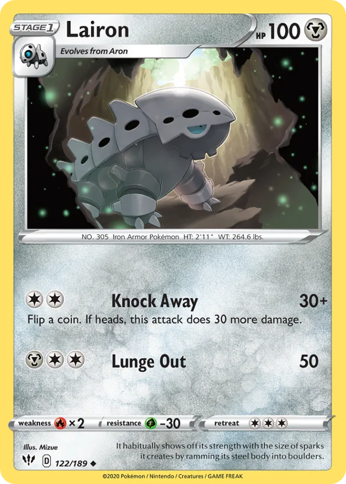 Lairon #122 Darkness Ablaze Pokemon card
