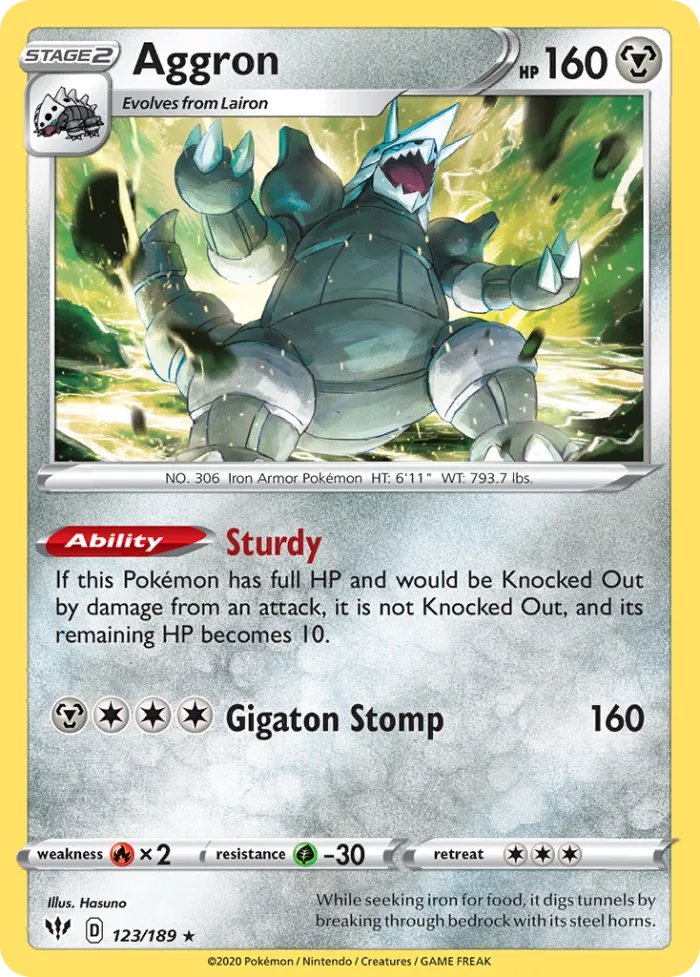Aggron #123 Darkness Ablaze Pokemon card