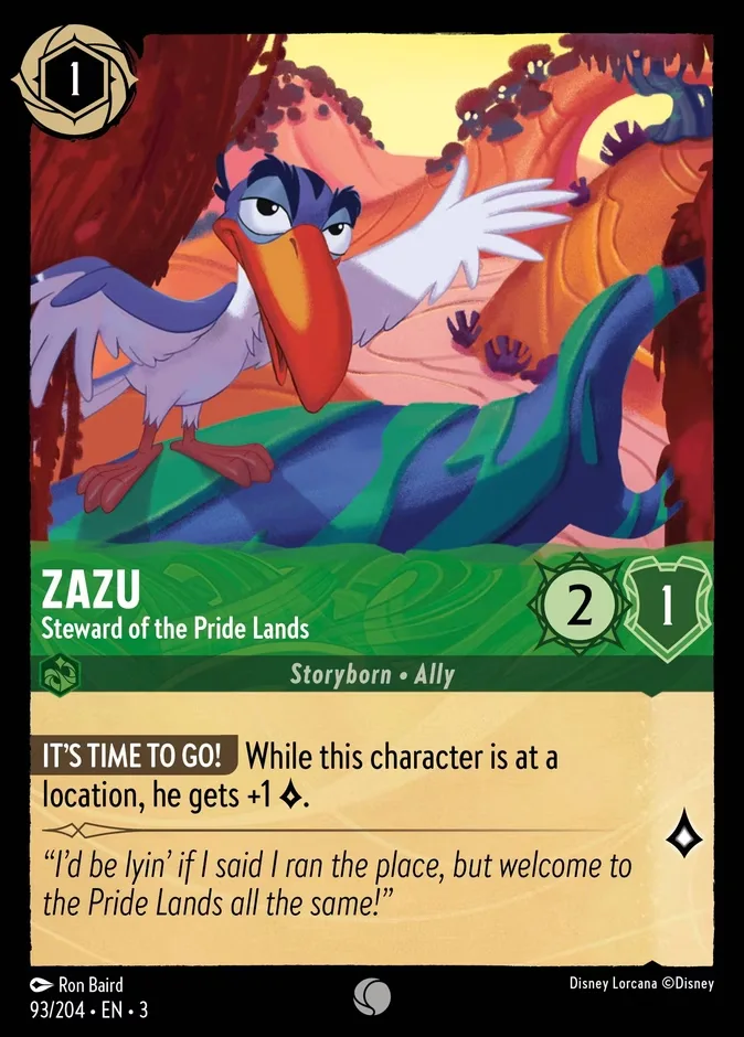 Zazu #93 Into the Inklands Disney Lorcana card