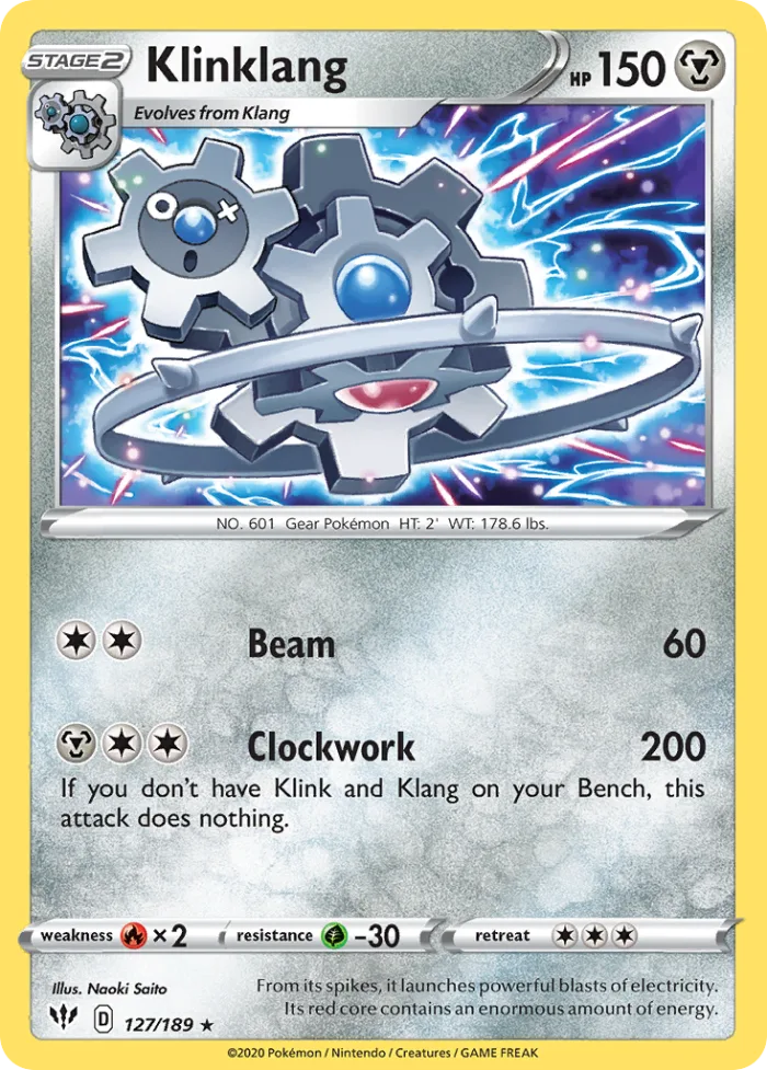 Klinklang #127 Darkness Ablaze Pokemon card