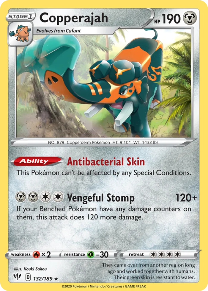 Copperajah #132 Darkness Ablaze Pokemon card