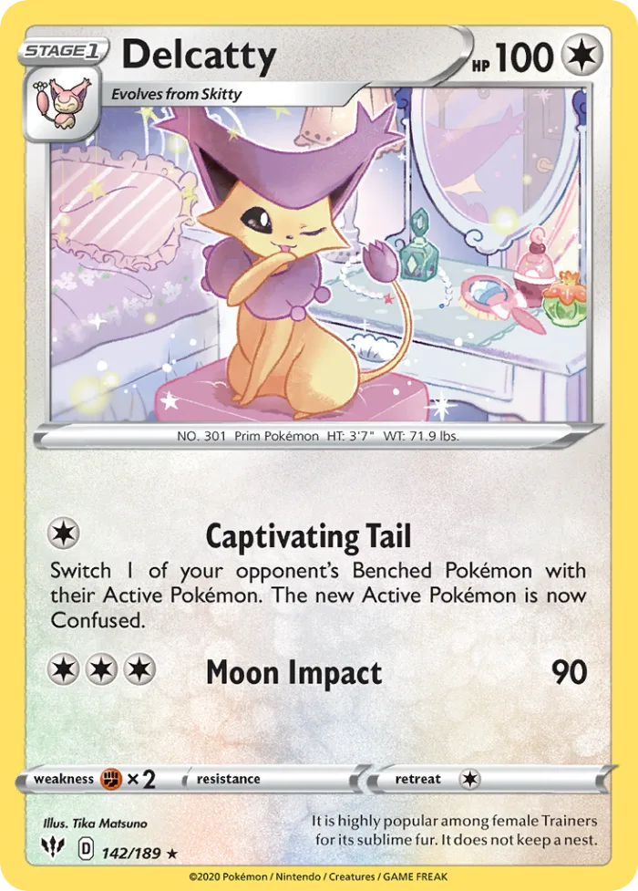 Delcatty #142 Darkness Ablaze Pokemon card