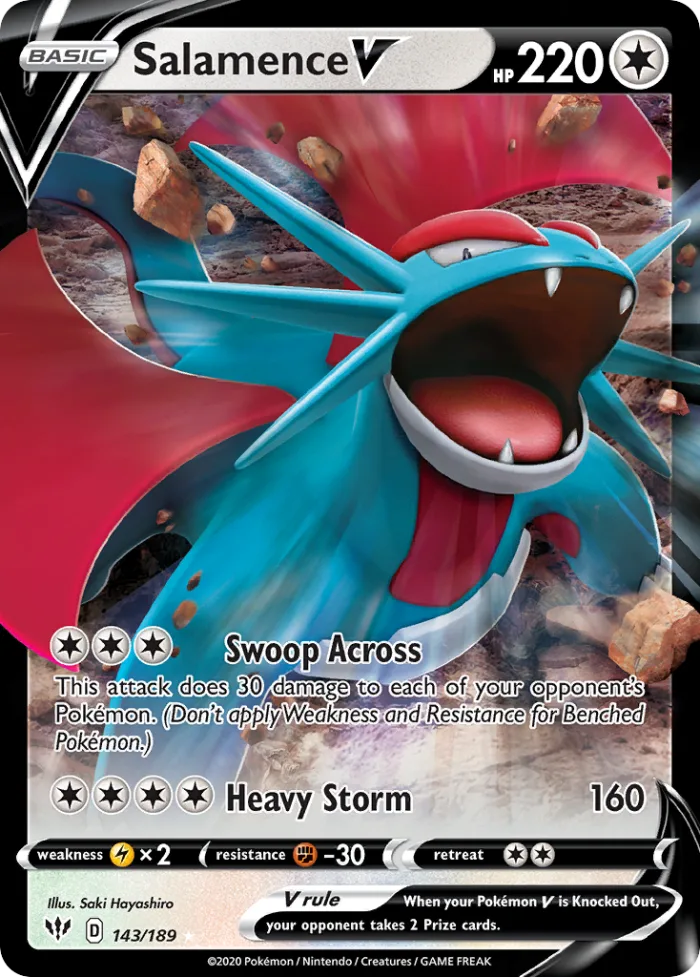 Salamence V #143 Darkness Ablaze Pokemon card