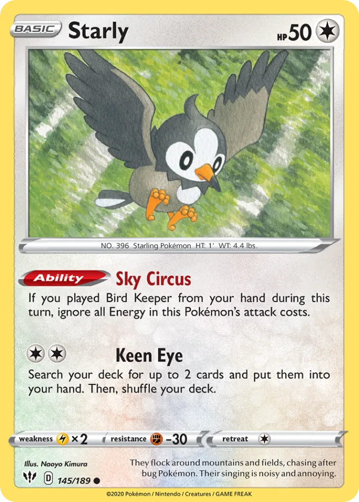 Starly #145 Darkness Ablaze Pokemon card