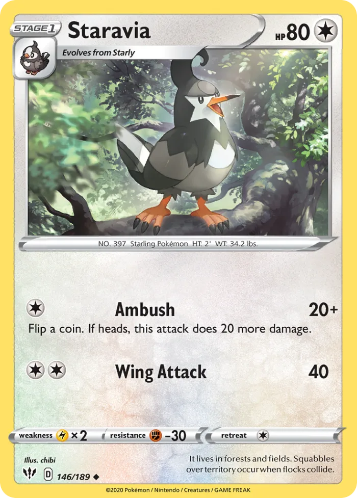Staravia #146 Darkness Ablaze Pokemon card