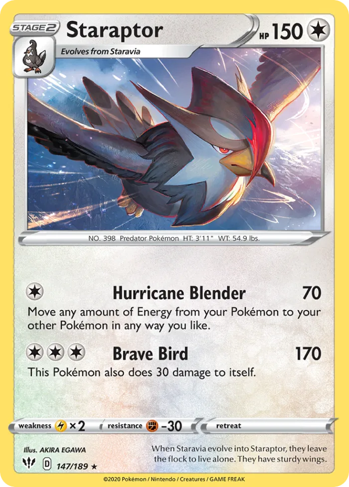 Staraptor #147 Darkness Ablaze Pokemon card
