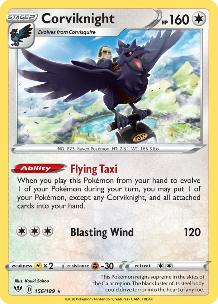 Corviknight #156 Darkness Ablaze Pokemon card