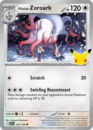 Hisuian Zoroark #123 30th Celebration Pokemon card
