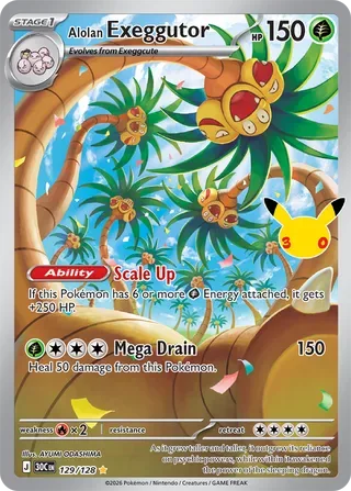 Alolan Exeggutor #129 30th Celebration Pokemon card