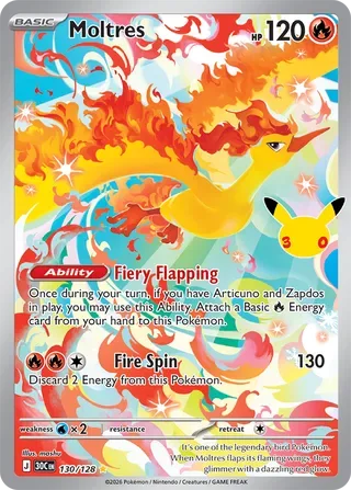 Moltres #130 30th Celebration Pokemon card