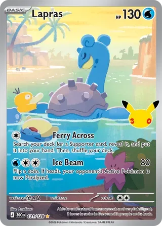 Lapras #131 30th Celebration Pokemon card