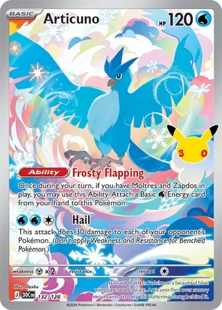 Articuno #132 30th Celebration Pokemon card