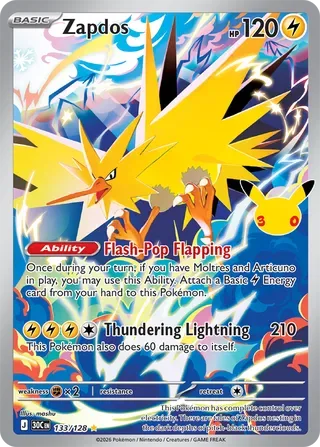 Zapdos #133 30th Celebration Pokemon card