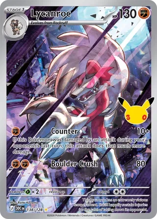 Lycanroc #138 30th Celebration Pokemon card