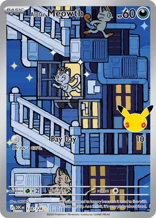 Alolan Meowth #139 30th Celebration Pokemon card