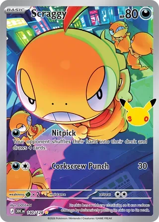 Scraggy #140 30th Celebration Pokemon card