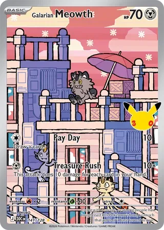 Galarian Meowth #141 30th Celebration Pokemon card