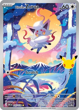 Hisuian Zorua #145 30th Celebration Pokemon card