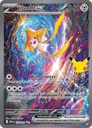 Jirachi ex #155 30th Celebration Pokemon card