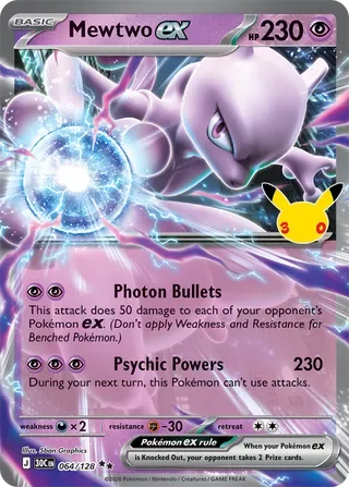 Mewtwo ex #064 30th Celebration Pokemon card