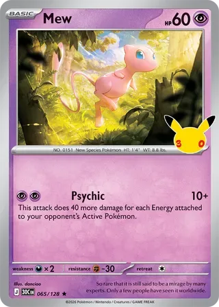 Mew #065 30th Celebration Pokemon card