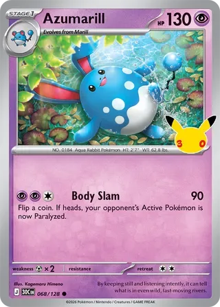 Azumarill #068 30th Celebration Pokemon card