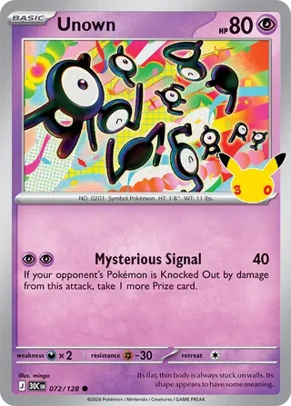 Unown #072 30th Celebration Pokemon card