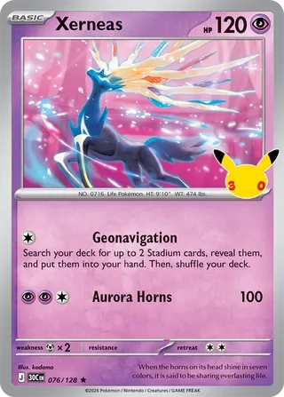 Xerneas #076 30th Celebration Pokemon card