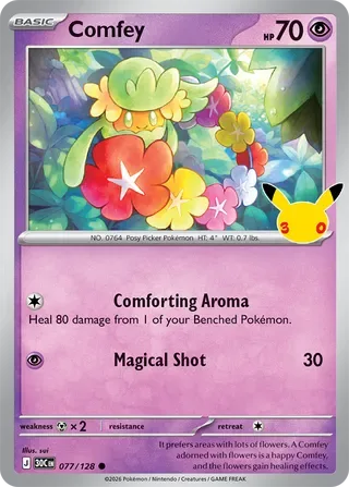 Comfey #077 30th Celebration Pokemon card