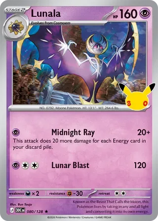 Lunala #080 30th Celebration Pokemon card