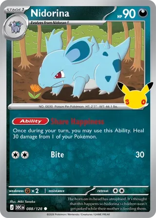 Nidorina #088 30th Celebration Pokemon card