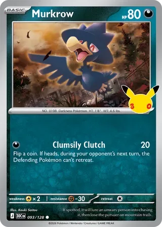 Murkrow #093 30th Celebration Pokemon card