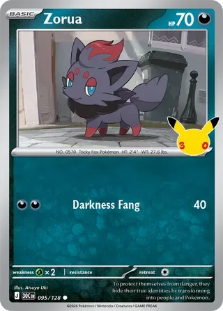 Zorua #095 30th Celebration Pokemon card